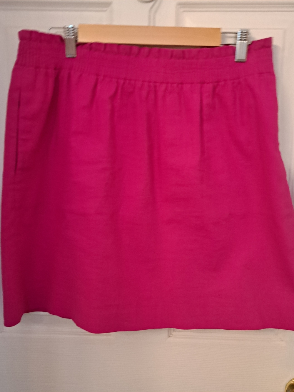 J. Crew Fuschia A-Line Thick Linen Skirt with Elastic Waist